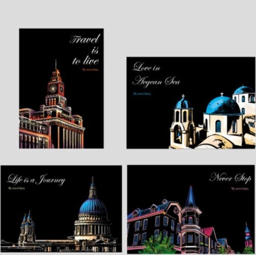 Scratch Painting 4-Pack City Buildings A4