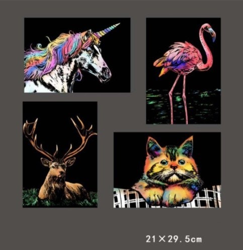 Scratch Painting 4-Pack Animals A4 - Leveranstid 1-3 Dagar