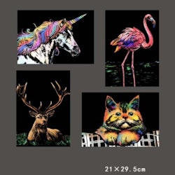 Scratch Painting 4-Pack Animals A4 - Leveranstid 1-3 Dagar