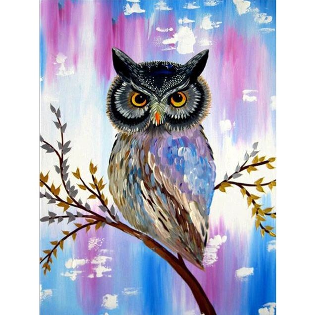 Diamanttavla (R) Painted Owl 40x50 - Leveranstid 1-3 Dagar