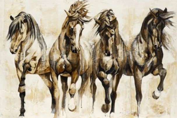 Diamanttavla Four Horses Vintage 50x70