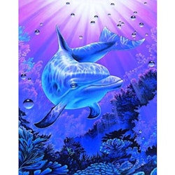 Diamanttavla Ocean Dolphin 30x40 - Leveranstid 1-3 Dagar