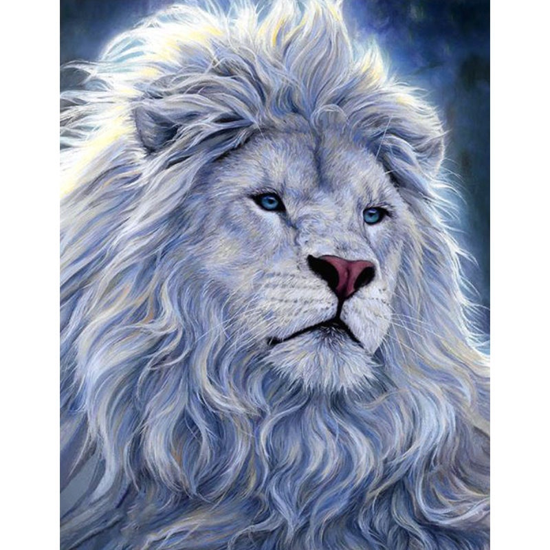 Diamanttavla White Lion 40x50