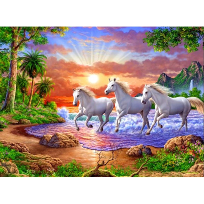 Diamanttavla Horses Exotic Landscape 40x50 - Leveranstid 1-3 Dagar