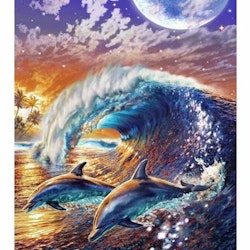 Diamanttavla Dolphins And Waves 40x50