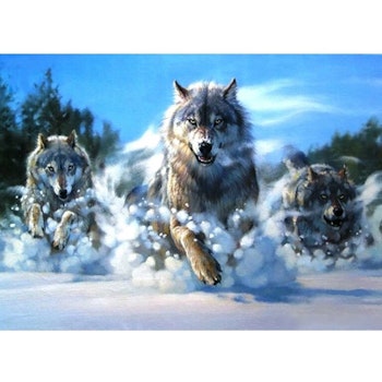 Diamanttavla Running Wolves 50x70
