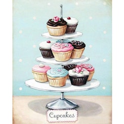 Diamanttavla Cupcakes 30x40