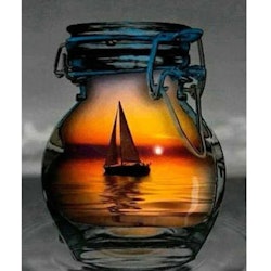 Diamanttavla Sailboat In A Jar 40x50