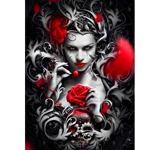 Diamanttavla Rose Black Beauty 40x50