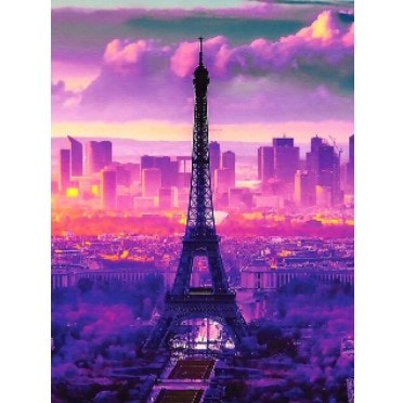 Diamanttavla (R) Paris Purple Sky 40x50