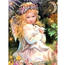 Diamanttavla (R) Little Angelgirl With Rabbit 40x50
