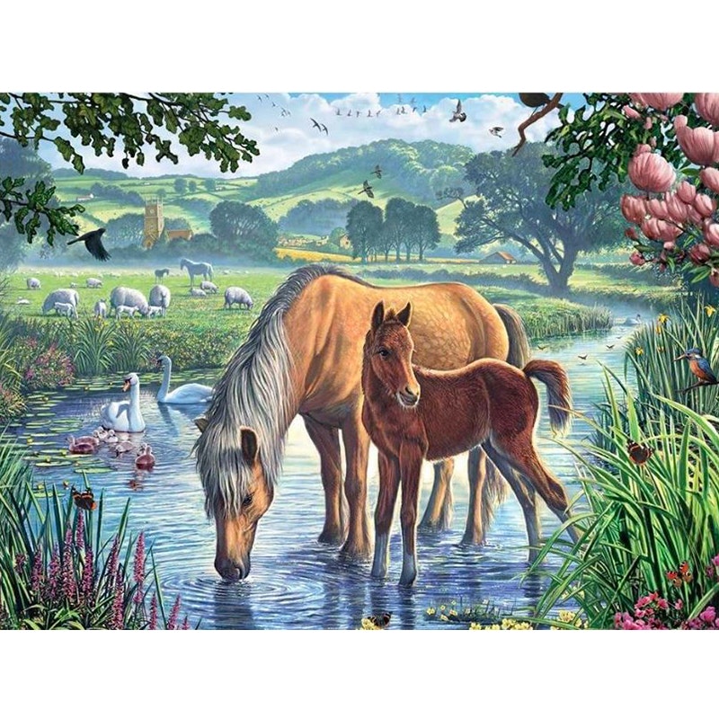 Diamanttavla Horses landscape 40x50