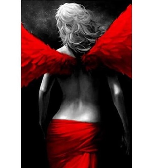 Diamanttavla Angel Red Wings 50x70