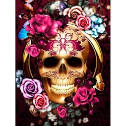 Diamanttavla (R) Flower Skull 40x50