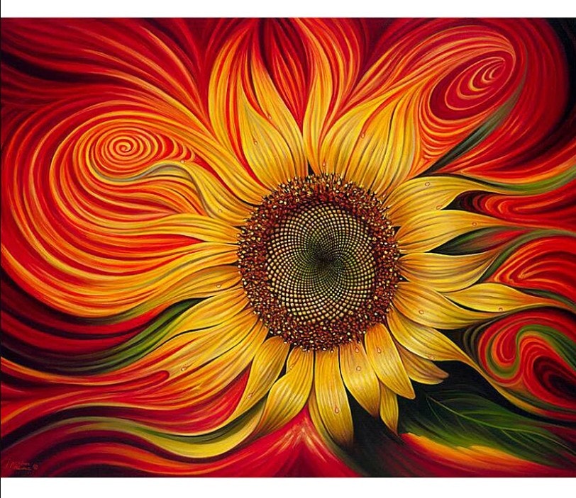 Diamanttavla Colorful Sunflower 30x40