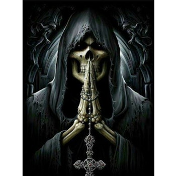 Diamanttavla Skull Praying 40x50