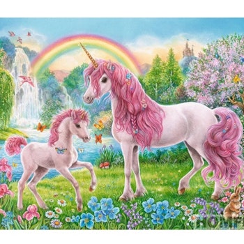 Diamanttavla Rainbow Unicorns 50x70