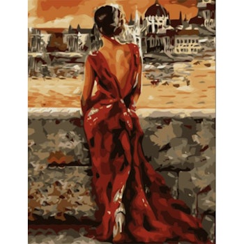 Paint By Numbers Lady In Red Dress 40x50