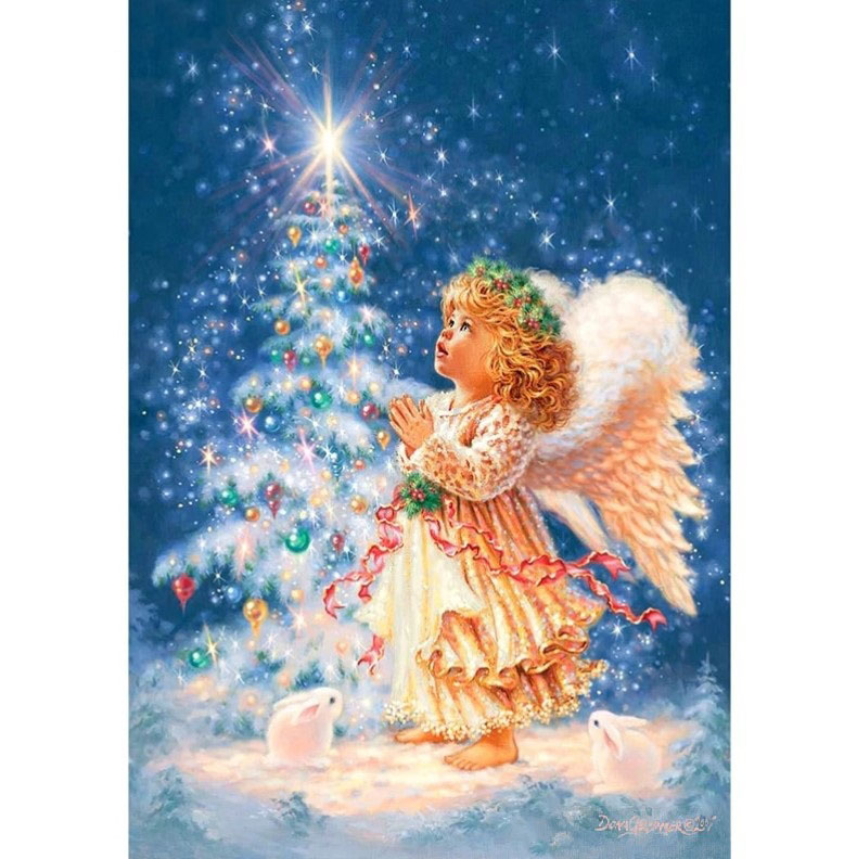 Diamanttavla Christmas Angelgirl 40x50