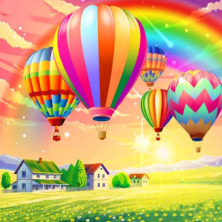 Diamanttavla Rainbow Balloons 40x40