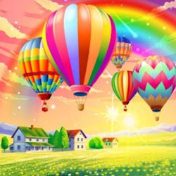 Diamanttavla Rainbow Balloons 40x40