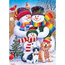 Diamanttavla Happy Snowman Family 40x50