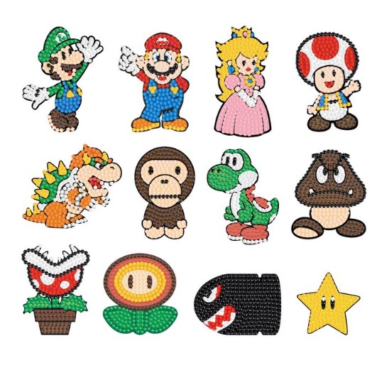 Diamond Painting Stickers Super Mario 12-Pack