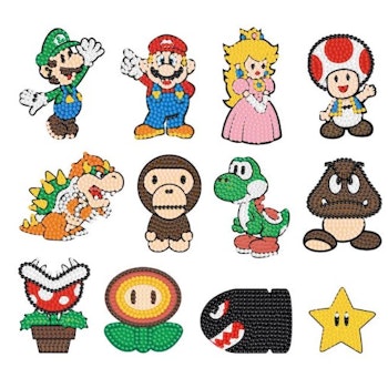 Diamond Painting Stickers Super Mario 12-Pack