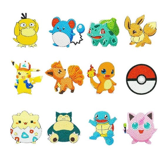 Diamond Painting Stickers Pokemon 12-Pack