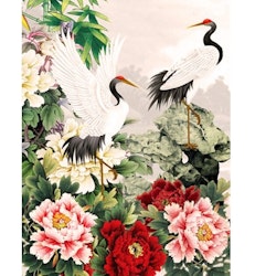 Diamanttavla (R) Cranes And Peonys 20x25