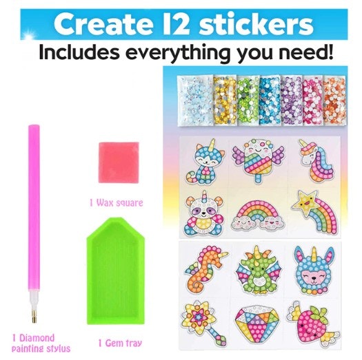 Diamond Painting Stickers Rainbow Sparkles 12-Pack