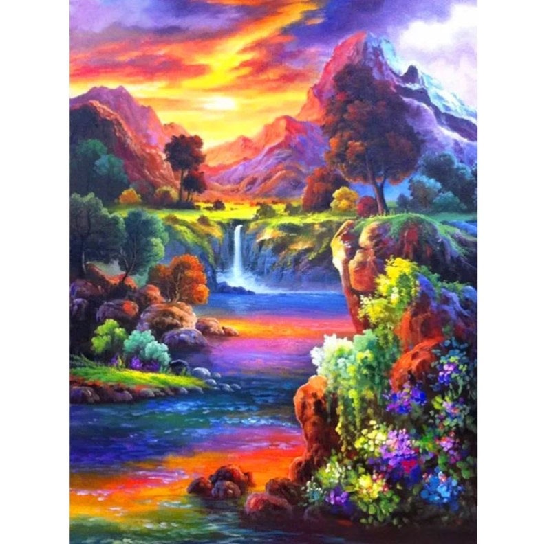 Diamanttavla Color Waterfall 40x50