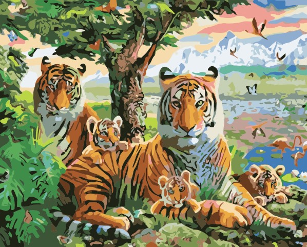 Paint By Numbers Tigerfamilj 40x50