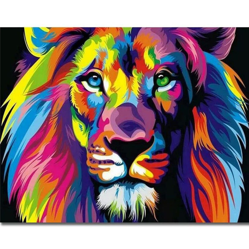 Paint By Numbers Colorful Lion 40x50