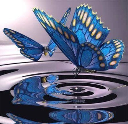 Diamanttavla Fjärilar På Vatten Blå 30x30