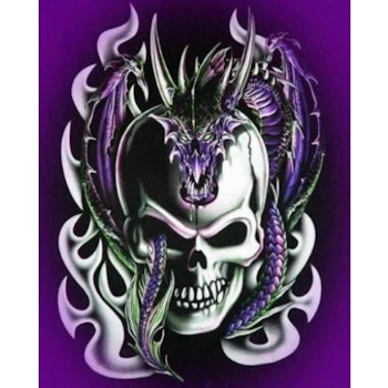 Diamanttavla Purple Dragon And Skull 40x50