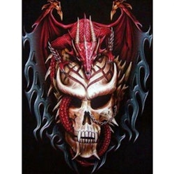 Diamanttavla Red Dragon And Skull 50x70