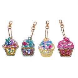 Diamond Painting Nyckelringar Cupcakes 4-pack