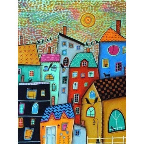 Diamanttavla Abstract House 40x50