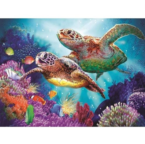 Diamanttavla Ocean Turtles 40x50