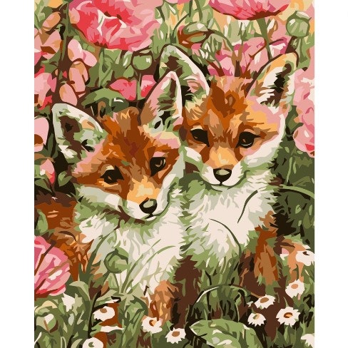 Paint By Numbers Fox Puppies 40x50