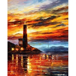 Diamanttavla Sunset By The Lighthouse 40x50
