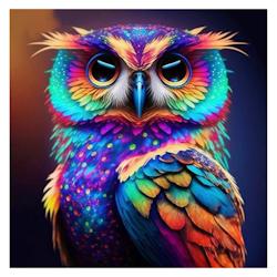 Diamanttavla Color Owl 40x40