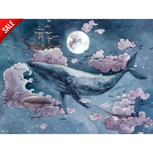 Diamanttavla Fairytale Whale 40x50