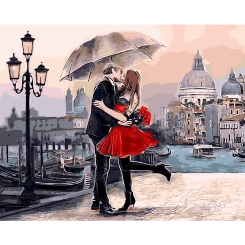 Paint By Numbers Kiss Under Umbrella 40x50