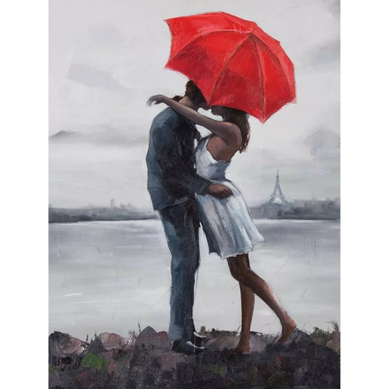 Diamanttavla Kissing In The Rain 40x50