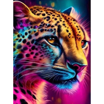 Diamanttavla Colorful Leopard 40x50
