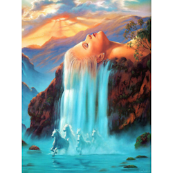 Diamanttavla Woman Waterfall 40x50