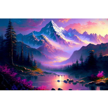 Diamanttavla Beautiful Mountain Landscape 40x50