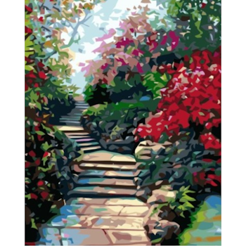 Paint By Numbers Flower Stairs 40x50